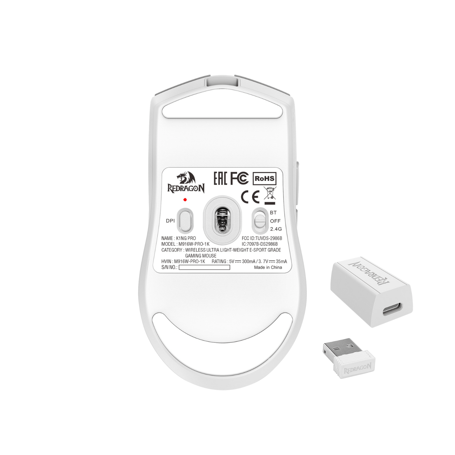 Mouse Gamer Redragon King Pro M916 - 1K Hz - Blanco - Bestmart