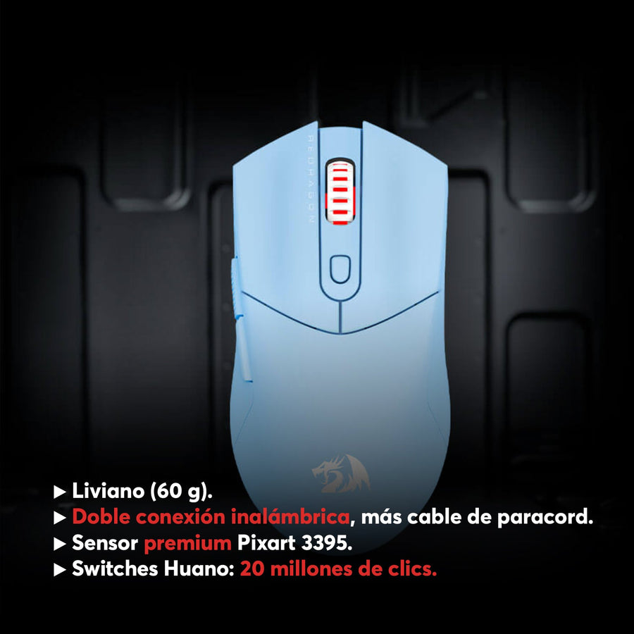 Mouse Gamer Redragon St4r Pro Inalámbrico Celeste - Bestmart