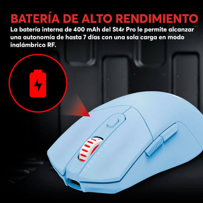 Mouse Gamer Redragon St4r Pro Inalámbrico Tri - Mode Pixart PAW3395 26000 DPI - RGB - Celeste - Bestmart
