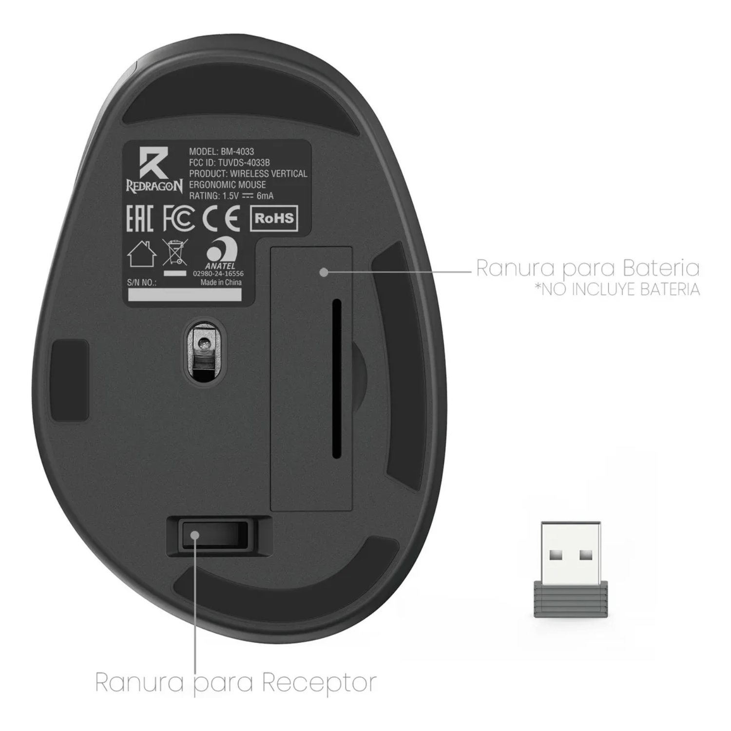 Mouse inalámbrico Redragon BM4033 Negro - Bestmart