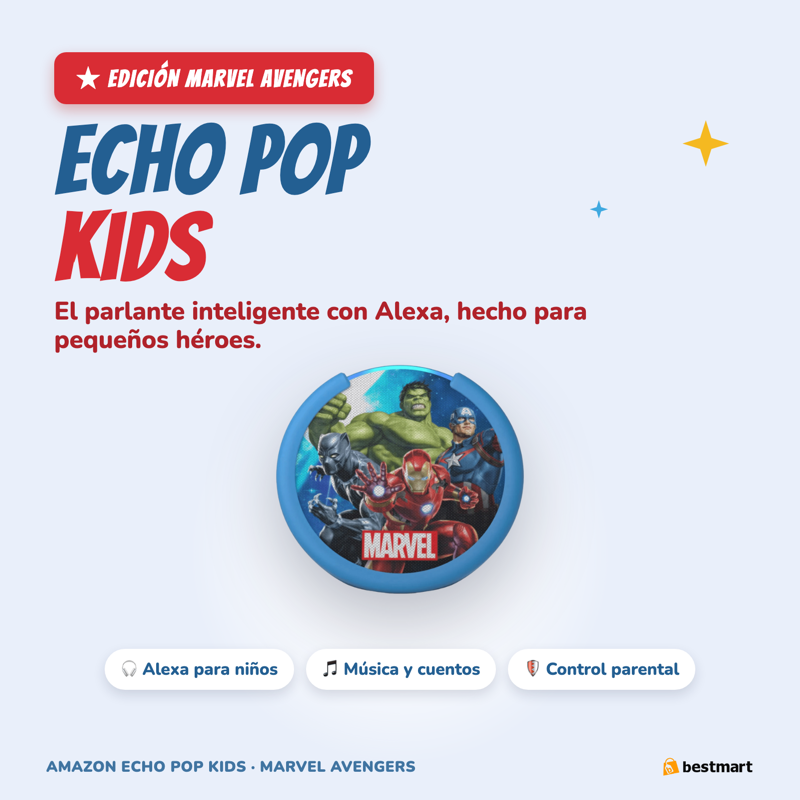Amazon Echo Pop Kids Marvel Avengers - Parlante Alexa para ninos