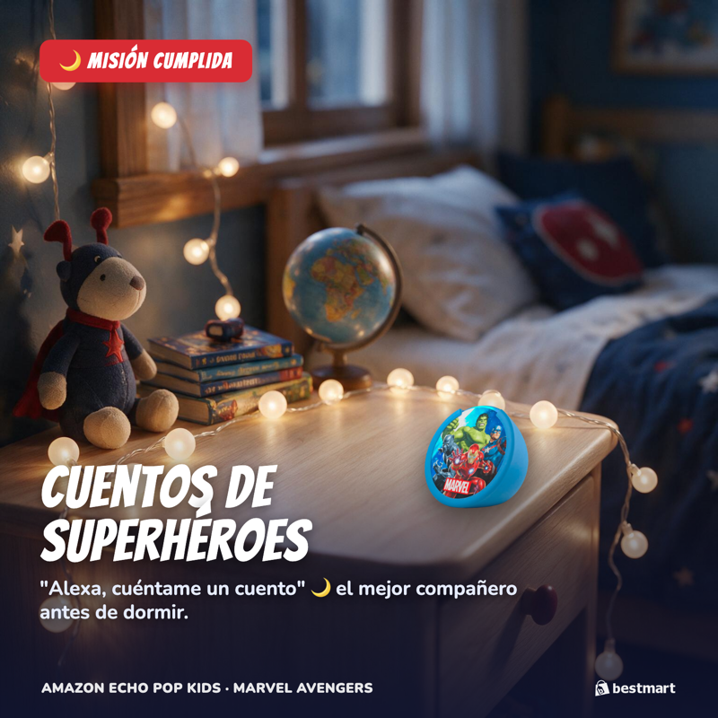 Echo Pop Kids Marvel - Cuentos para dormir con Alexa