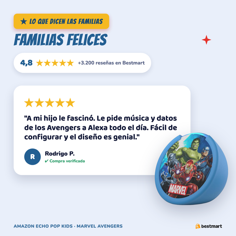 Echo Pop Kids Marvel - Reseñas de familias 4.8 estrellas