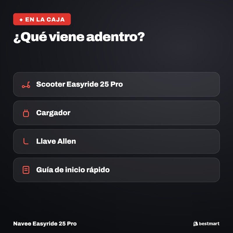 Navee Scooter Eléctrico Easyride 25 Pro Plegable Autonomía 25km Máx 25km/h Neumáticos 8.5" 480W Suspensión Delantera EABS Negro - Bestmart