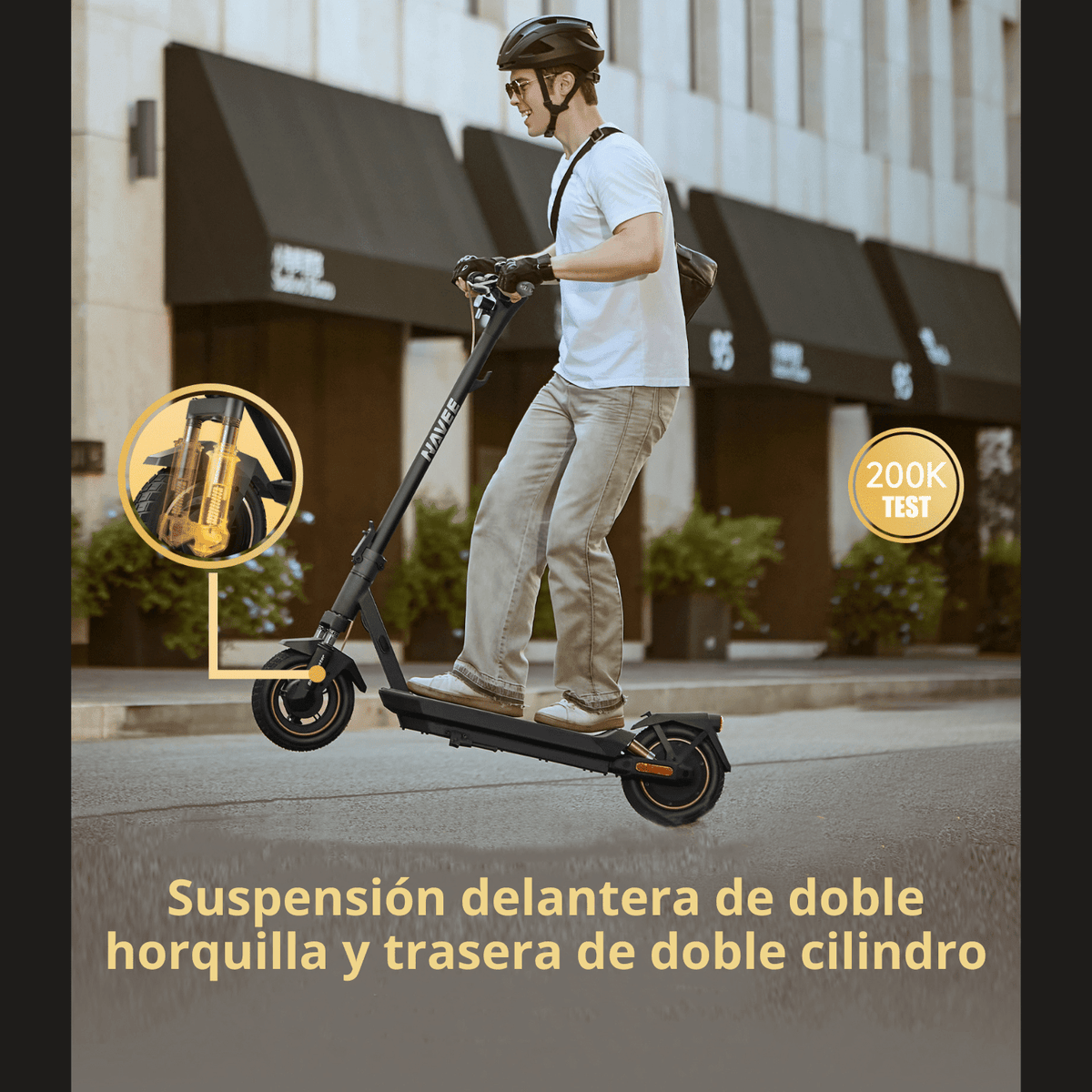 Navee Scooter Eléctrico GT3 Pro Plegable Autonomía 60km Máx 32km/h Neumáticos 10" 1000W Suspensión Cuádruple TCS Negro Open Box - Bestmart