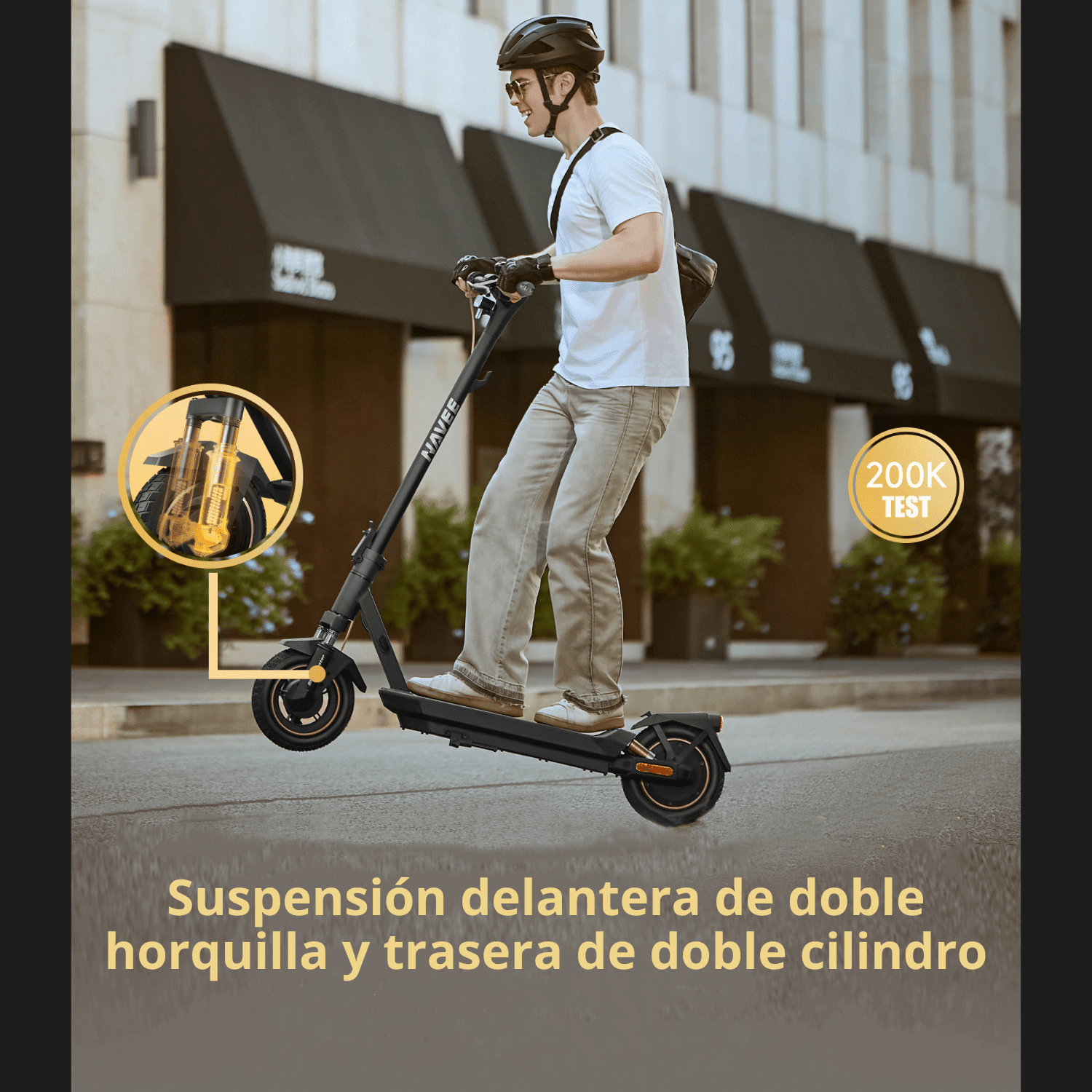 Navee Scooter Eléctrico GT3 Pro Plegable Autonomía 60km Máx 32km/h Neumáticos 10" 1000W Suspensión Cuádruple TCS Negro Open Box - Bestmart