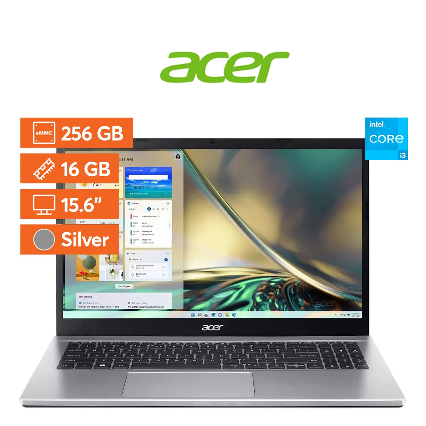 Notebook Acer Aspire 3 - Intel Core 3 - 8GB - 256SSD - Silver