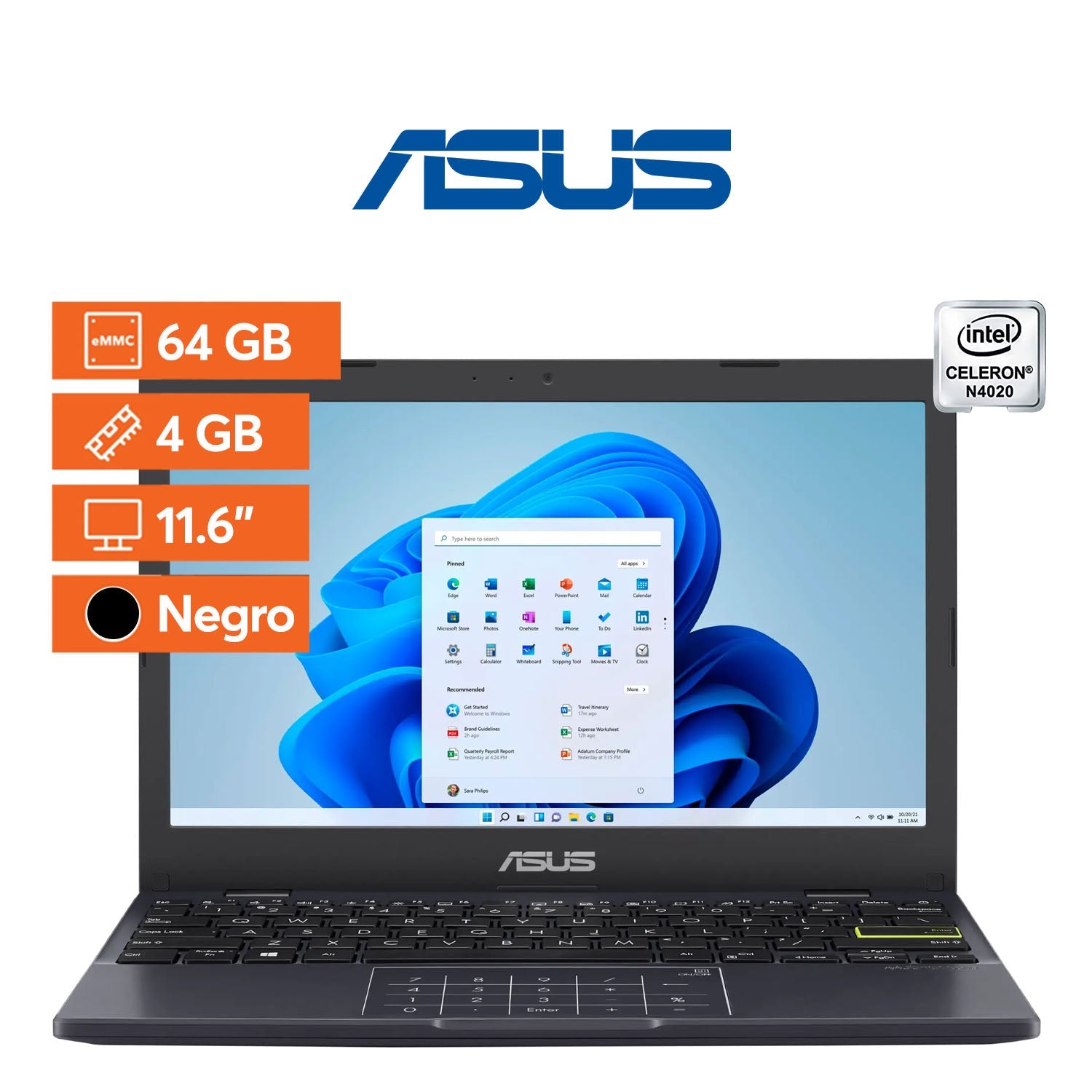 Notebook ASUS - 11,6" - 4GB - 64 GB - Negro - Bestmart