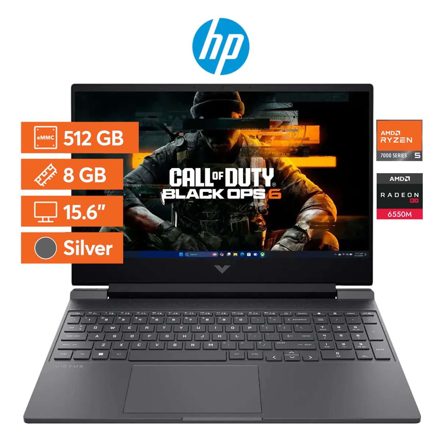 Notebook Gamer HP Victus 15.6" Full HD AMD Ryzen 5 - 512 GB - Silver - Bestmart