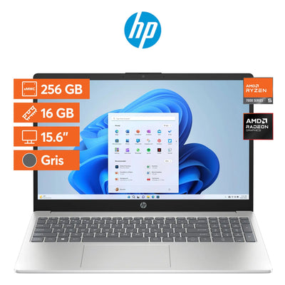 Notebook HP - 15.6" Full HD - AMD Ryzen 5 7520U - 16GB RAM - 256GB SSD - Gris - Bestmart