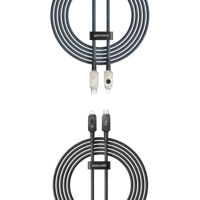 Pack 2 Cables de Carga Rápida Baseus Tipo C a Lightning 2m 20W - Blanco y Negro - Bestmart
