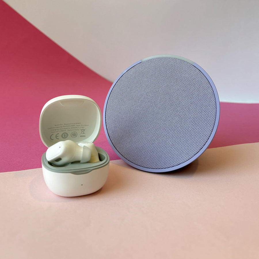 Pack Amazon Alexa Echo Pop Lavanda + Audifono Inalambrico Baseus Encok WM01 Blanco - Bestmart