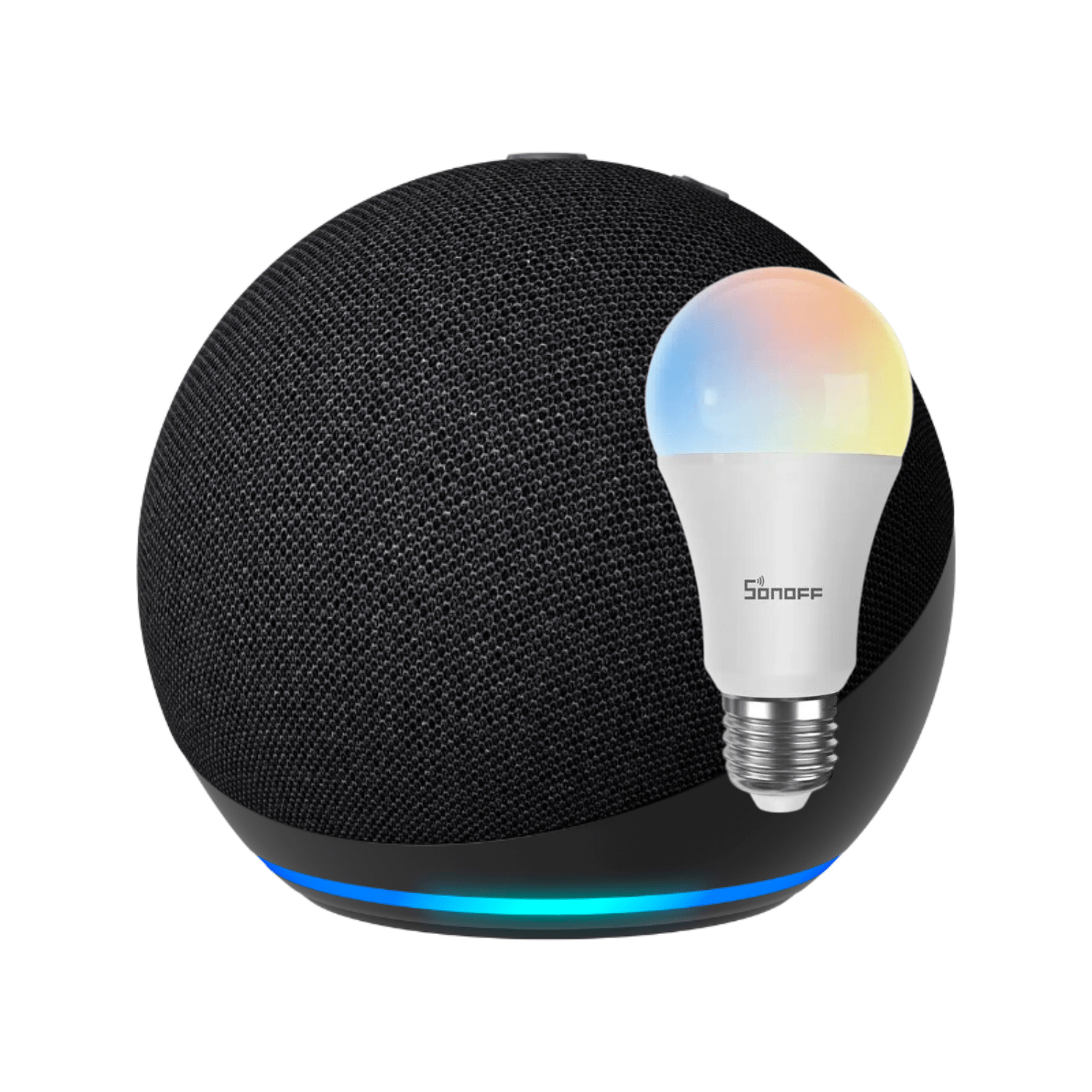 Pack Amazon Echo Dot 5 (2022) - Negro + Ampolleta Inteligente RGB - Bestmart