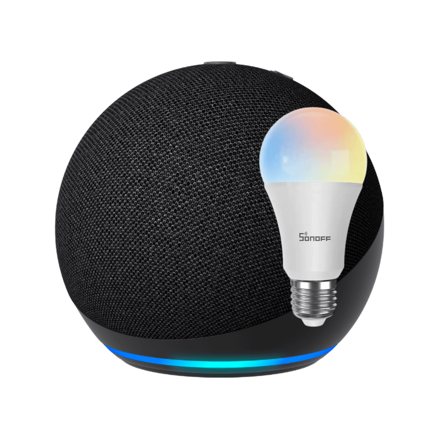 Pack Amazon Echo Dot 5 (2022) - Negro + Ampolleta Inteligente RGB - Bestmart