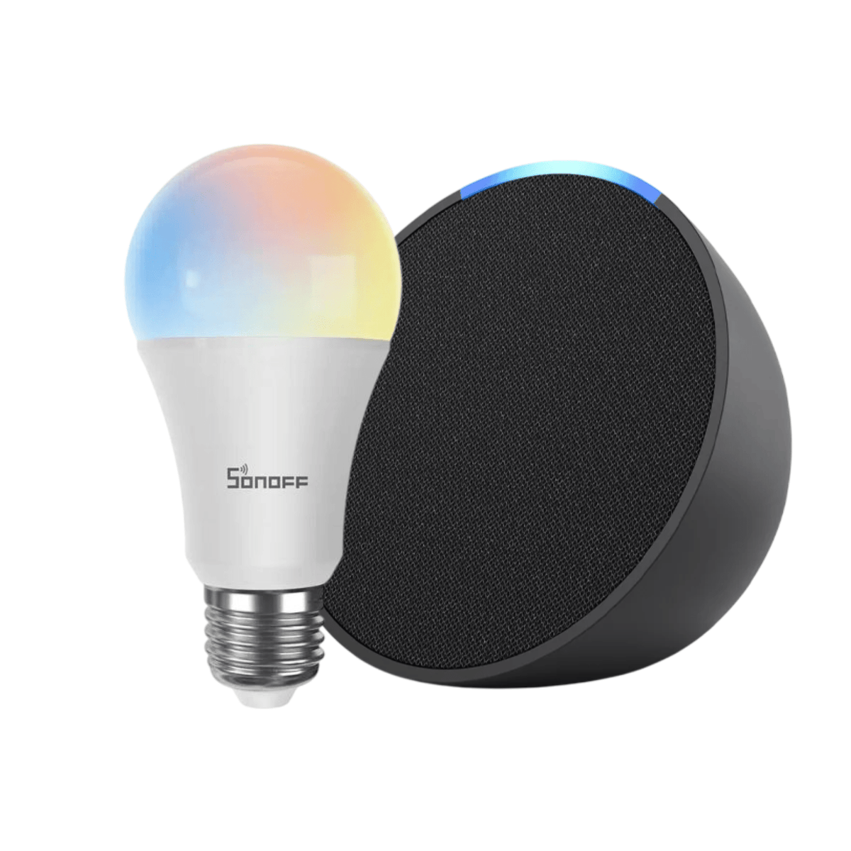Pack Amazon Echo Pop - Negro + Ampolleta LED Inteligente RGB - Bestmart