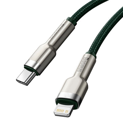 Pack de 4 Cables de Carga Rápida Metálicos Baseus Tipo - C a Lightning - 20W - Serie Cafule Premium (Blanco, Negro, Púrpura, Verde) - Bestmart
