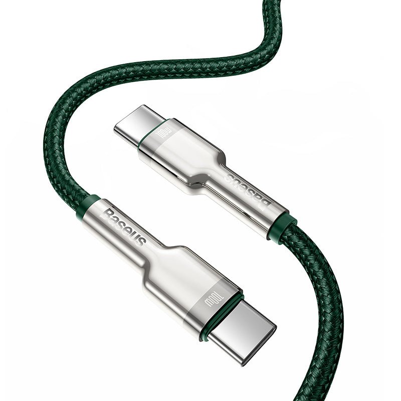 Pack de Cables Baseus Tipo - C a Tipo - C 100W - 2 Metros - Serie Cafule Premium - Blanco, Negro y Verde - Bestmart