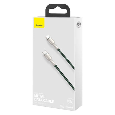 Pack de Cables Baseus Tipo - C a Tipo - C 100W - 2 Metros - Serie Cafule Premium - Blanco, Negro y Verde - Bestmart