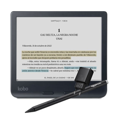 Pack E Reader Kobo Libra Colour HD 7" - 32GB - Negro + Lápiz Kobo Stylus 2 - Negro + Cargador Rápido Baseus Dual - Negro - Bestmart