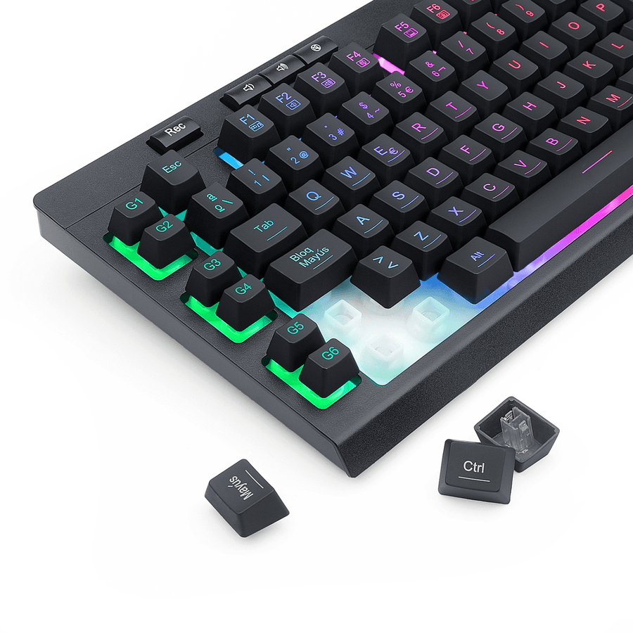 Pack Gamer Redragon Teclado Shiva K512 + Audífonos Cronus H211 + Mouse Centrophorus M601 RGB Negro - Bestmart