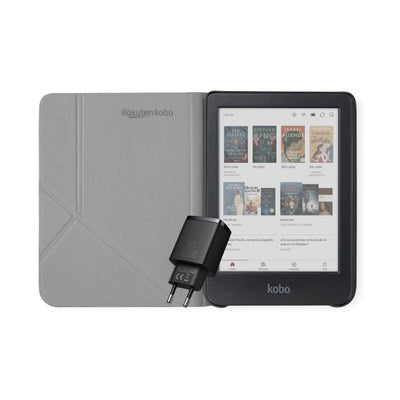 Pack Kobo Clara Colour HD 6" - Negro + Funda Basic SleepCover - Negro + Cargador Rápido Baseus Dual - Negro - Bestmart
