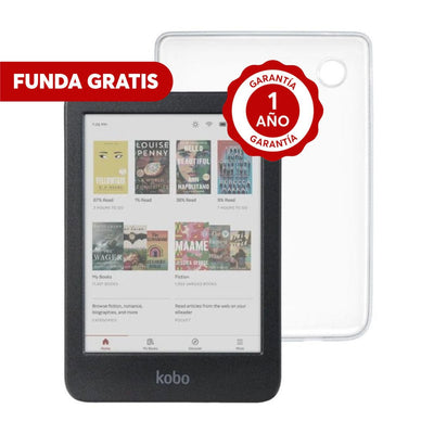 Pack Lector e reader Kobo Clara Colour Negro con Funda Clear Case Transparente - Bestmart