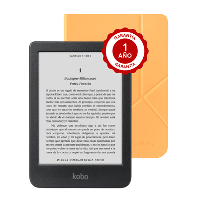 Pack Lector ereader Kobo Clara BW Negro con Funda Premium SleepCover Amarillo - Bestmart
