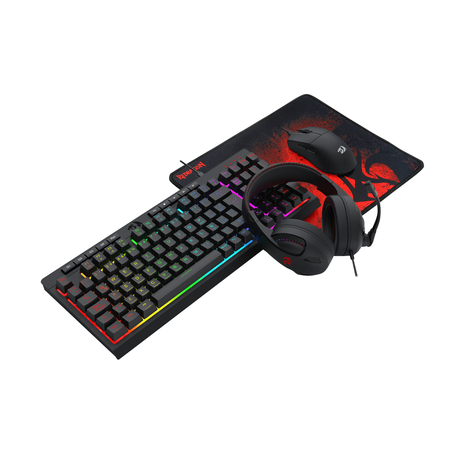 Pack Teclado Audífono Mouse y Mousepad Redragon S147 Negro - Bestmart