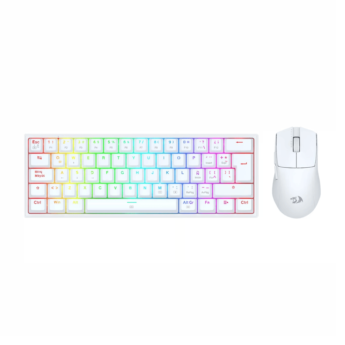 Pack Teclado K617 RGB y Mouse King M724 Redragon S143 Blanco - Bestmart Open Box