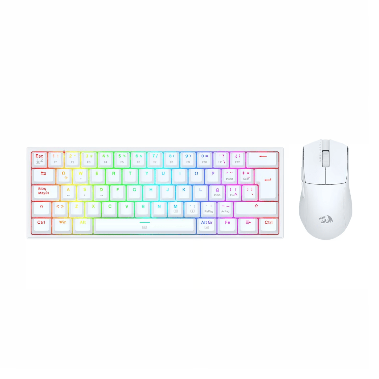Pack Teclado K617 RGB y Mouse King M724 Redragon S143 Blanco - Bestmart