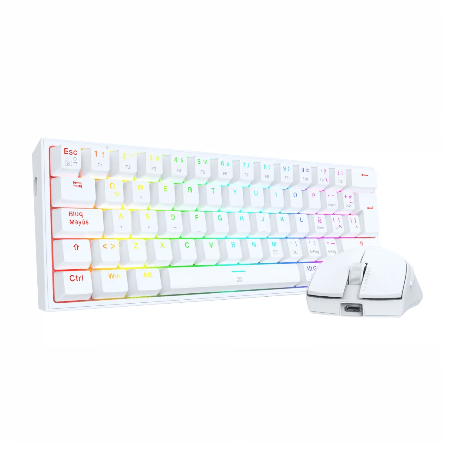 Pack Teclado K617 RGB y Mouse King M724 Redragon S143 Blanco - Bestmart