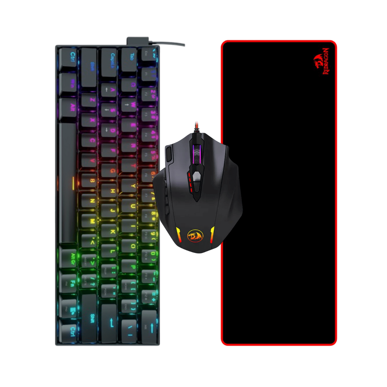 Pack Teclado Redragon Dragonborn K630 + Mouse Impact M908 + Mousepad Suzaku P003 - Bestmart
