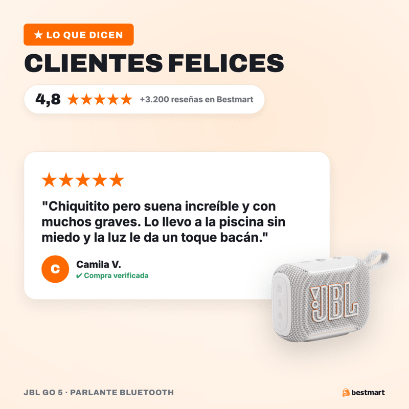 Parlante Bluetooth JBL Go 5 Blanco - Bestmart