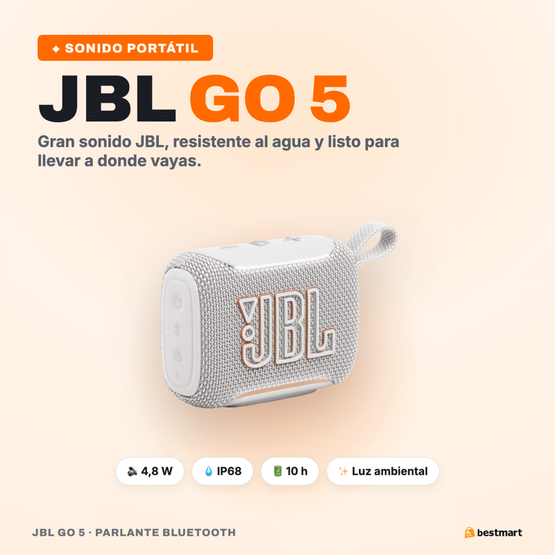 Parlante Bluetooth JBL Go 5 Blanco - Bestmart
