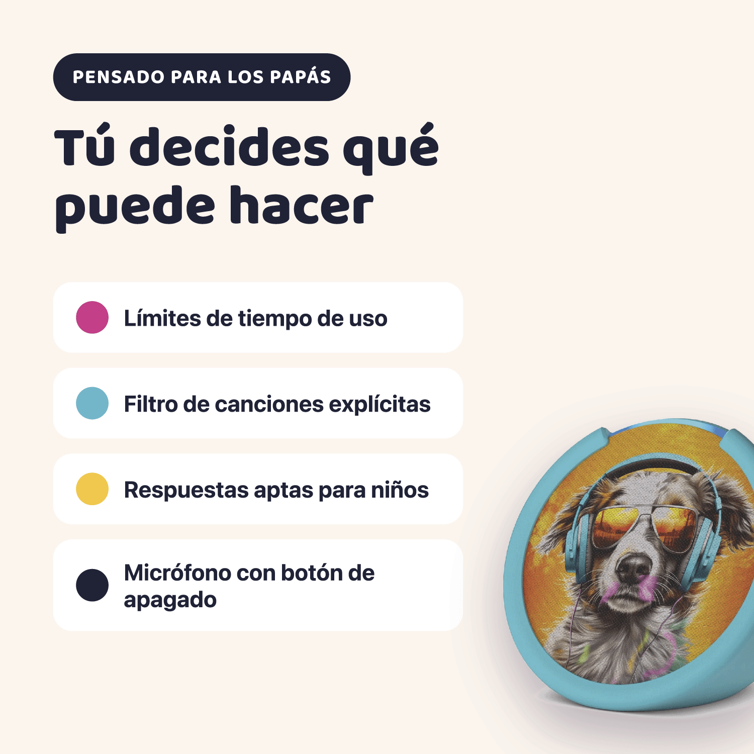Parlante Inteligente Amazon Echo Pop Kids con Alexa Anthro Pup para Niños - Bestmart