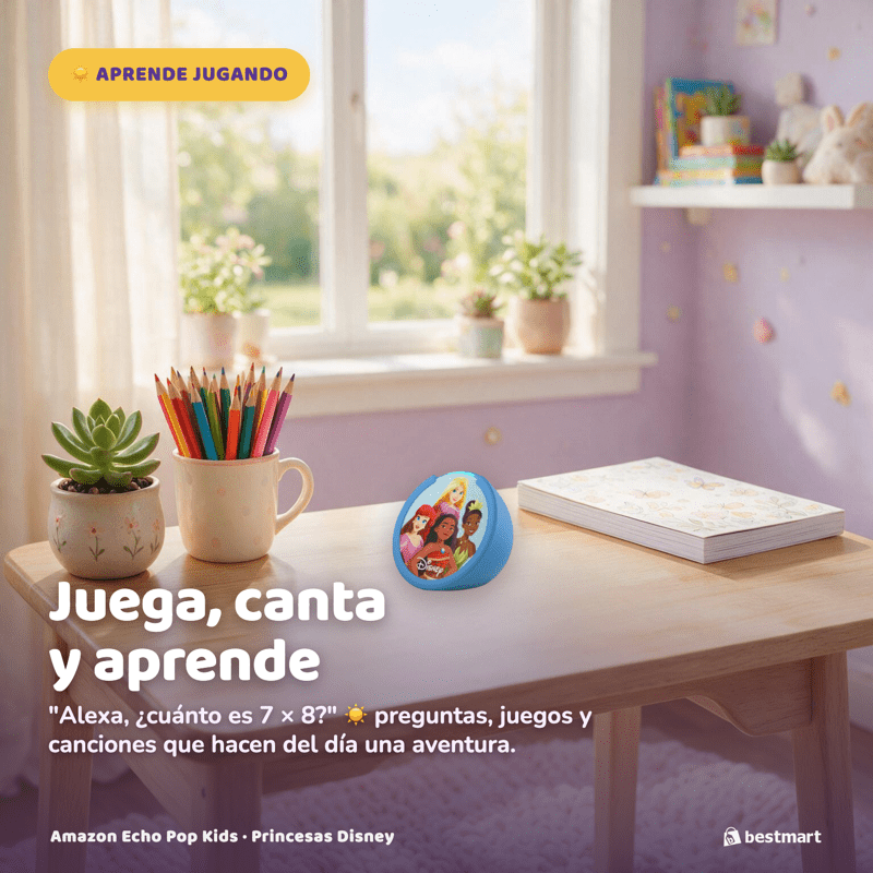 Amazon Echo Pop kids con Alexa Para Niños - Princesas Disney - Bestmart