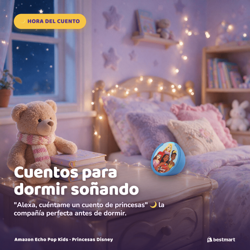 Parlante Inteligente Amazon Echo Pop Kids con Alexa para Niñas - Princesas Disney - Bestmart