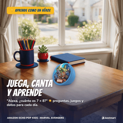 Parlante Inteligente Amazon Echo Pop Kids con Alexa para Niños - Marvel Avengers - Bestmart