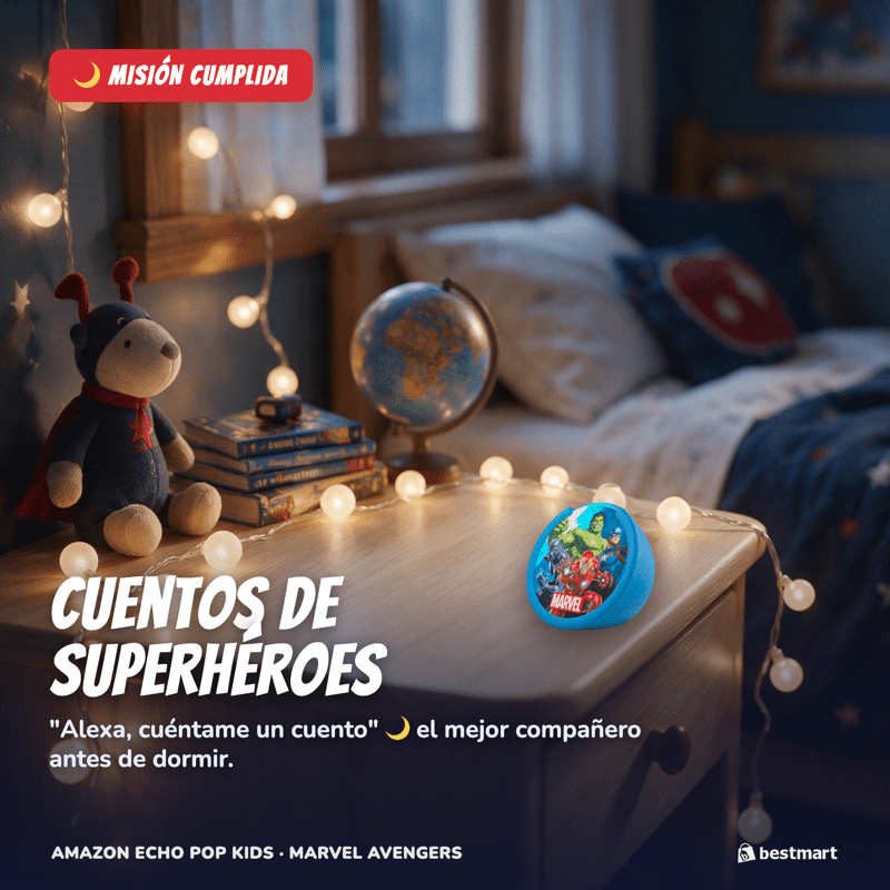 Parlante Inteligente Amazon Echo Pop Kids con Alexa para Niños - Marvel Avengers - Bestmart