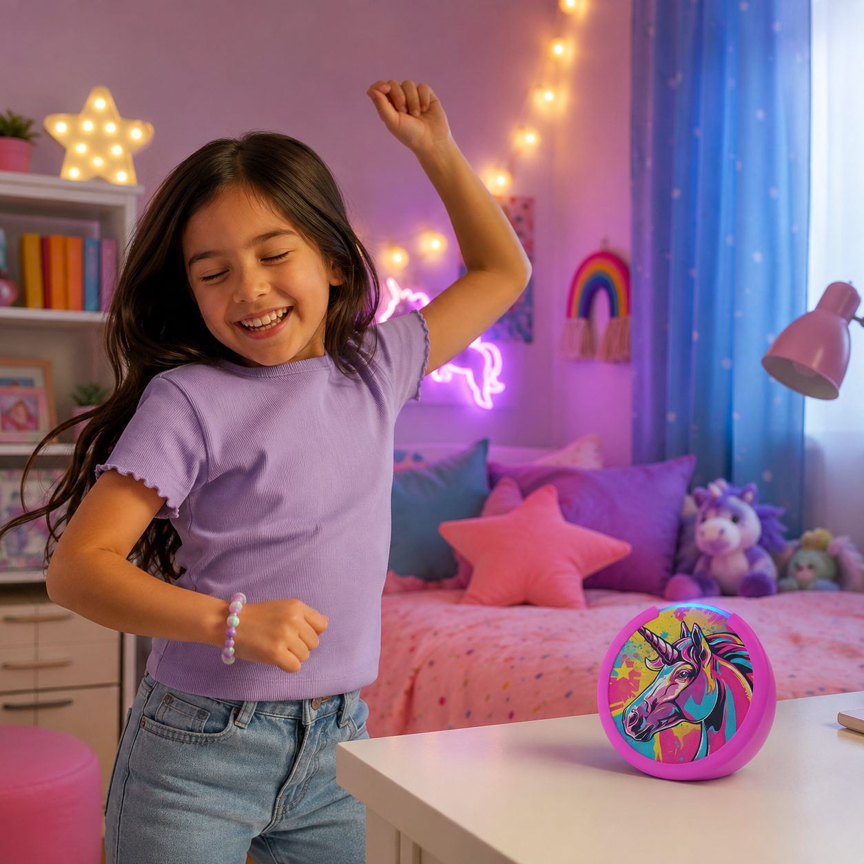 Parlante Inteligente Amazon Echo Pop Kids con Alexa Unicornio para Niños - Bestmart