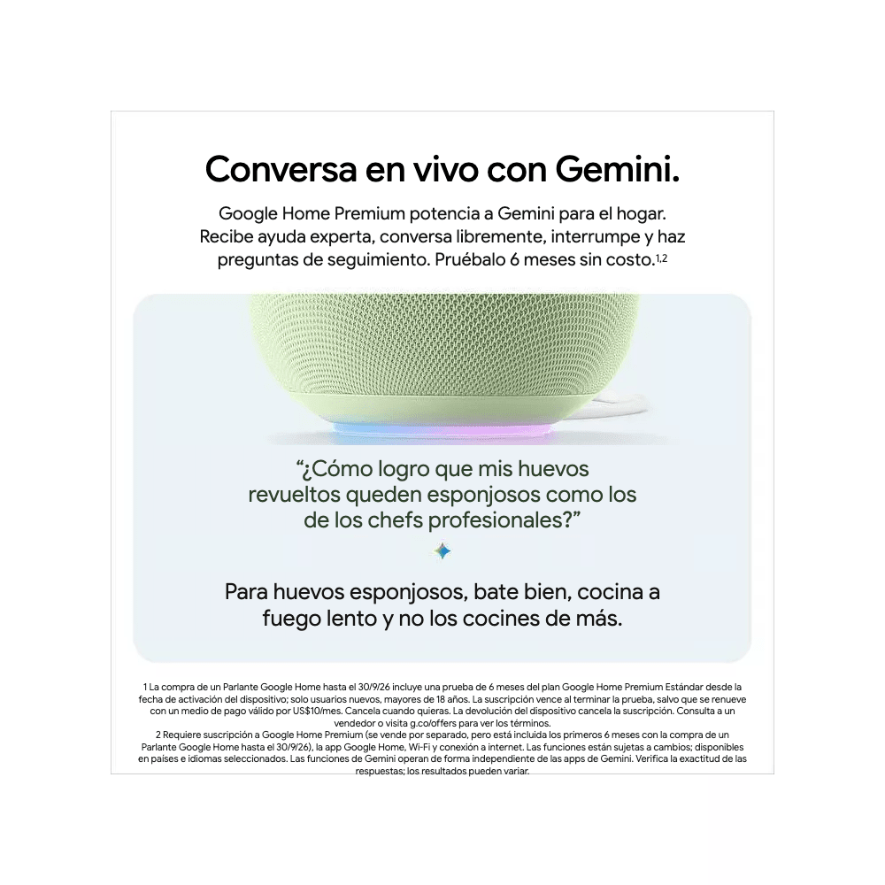 Parlante Inteligente Google Home Speaker con Gemini Verde - Bestmart