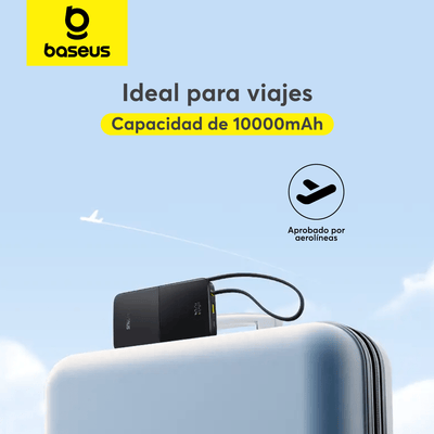 Power Bank Baseus EnerFill FC51 Bipow2 Pro con Pantalla Digital y Cable Integrado 10000 mAh 22.5W Negro - Bestmart