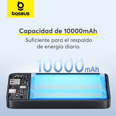 Power Bank Baseus EnerFill FP11 10000 mAh 15W con Cable USB - C a USB - C Negro - Bestmart