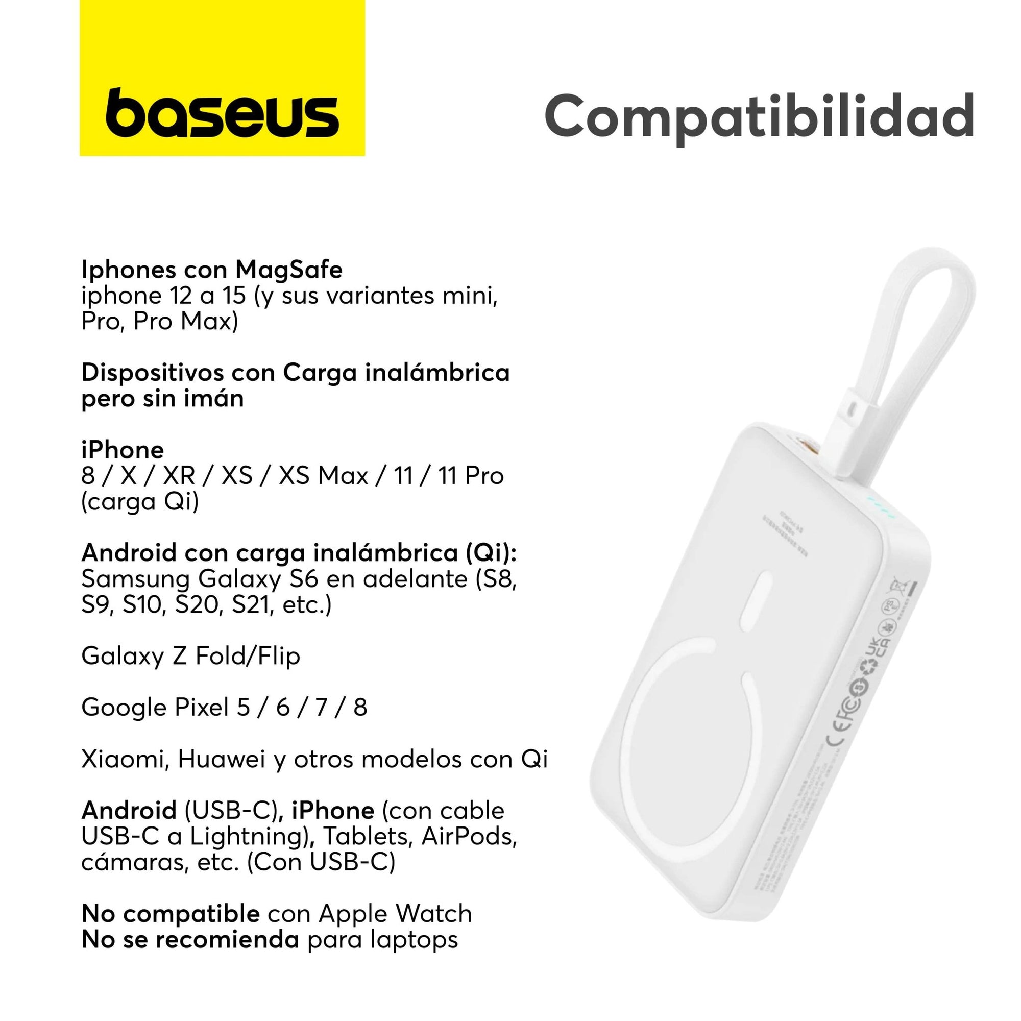 Power Bank Baseus Magnético Mini 10000mAh 20W MagSafe Edición Lightning Blanco - Bestmart