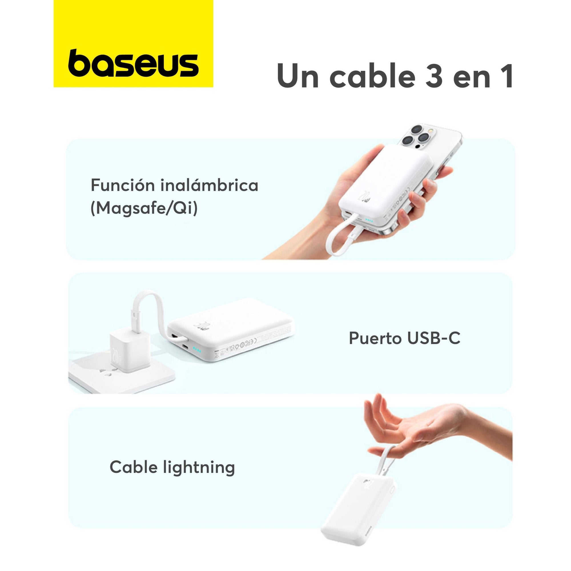 Power Bank Baseus Magnético Mini 10000mAh 20W MagSafe Edición Lightning Blanco - Bestmart