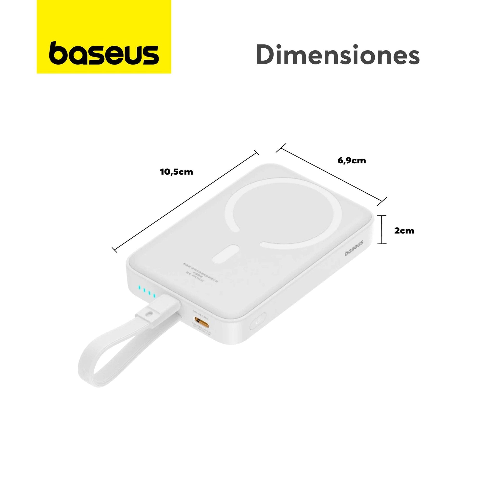 Power Bank Baseus Magnético Mini 10000mAh 20W MagSafe Edición Lightning Blanco (Open Box) - Bestmart
