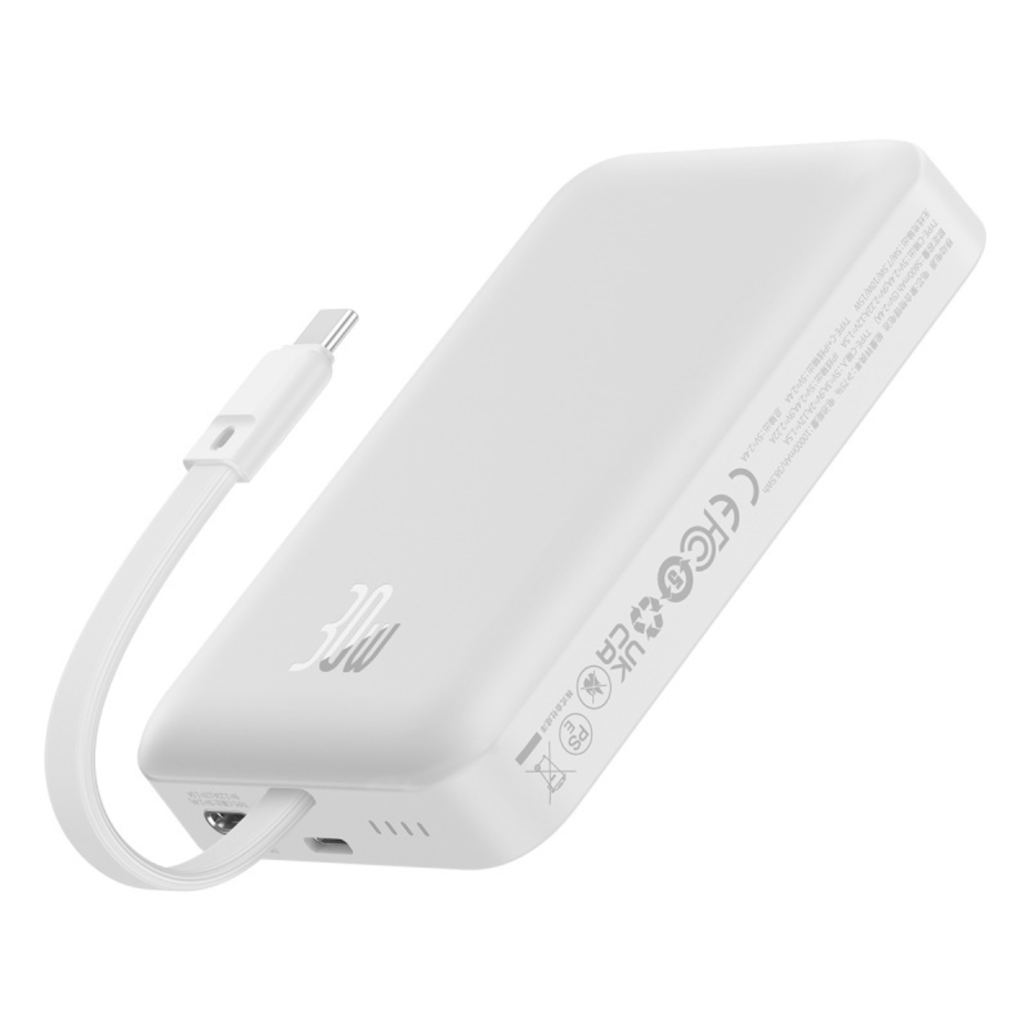 Power Bank Baseus Magnético Mini Carga Rápida Inalámbrica 30W 10000mAh Edición Tipo C Blanco - Bestmart
