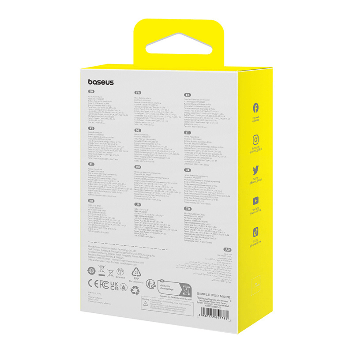 Power Bank Baseus Magnético Mini Carga Rápida Inalámbrica 30W 10000mAh Edición Tipo C Negro - Bestmart