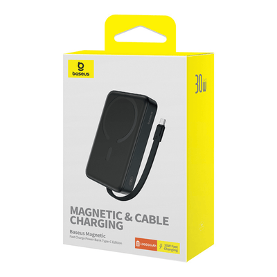 Power Bank Baseus Magnético Mini Carga Rápida Inalámbrica 30W 10000mAh Edición Tipo C Negro - Bestmart