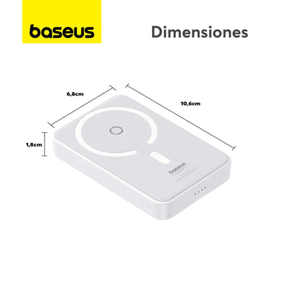 Power Bank Baseus MagPro 5000mAh Carga Rápida Inalámbrica PD 20W Con Soporte Magnético Blanco - Bestmart